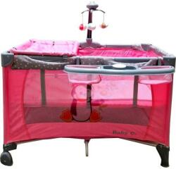 Baby Care PRO FMAT összecsukható kiságy és járóka, 2 magassági szint, dalokkal és pelenkázóasztallal, körhinta extra játékokkal, rovarháló, rózsaszín (BCFMATPINK)