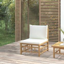 vidaXL bambusz kerti középső kanapé krémfehér párnákkal (362301)