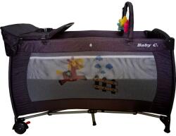 Baby Care Járókává alakítható összecsukható ágy Baby Care NEST, 60X120 cm, 2 szint, Pelenkázóasztal, Körhinta játék extra játékokkal, Oldalsó cipzár, Szürke farmernadrág (BCNESTGRAYJ)