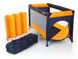 Est KINDERCARE Összecsukható Utazóágy matraccal, hordozótáskával, cipzáras zseb a gyermekek számára, mosható anyag, féktárcsák, narancs (MoolOrange)