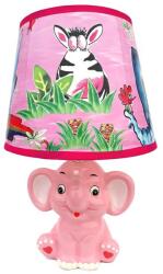  OEM Elefánt alakú, kerámia talpú gyereklámpa, 20x33cm, rózsaszín (40483)