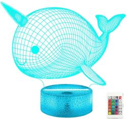 Whimlets 3D LED éjszakai lámpa egyszarvú bálnával, 16 színben, távirányítós távirányítóval, gyerekszobába, lakberendezésbe, lányoknak és fiúknak alkalmas (JUC053)