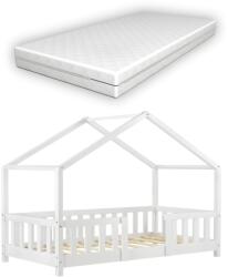 [en. casa] [en. casa]® Gyerekágy Treviolo matraccal kiesés elleni védelemmel ágyráccsal fenyőfa 160x80 cm fehér (71474529)
