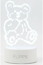 Flippy Dekoratív LED lámpa, Flippy, 3D, Ursulet, távirányítóval, két USB táp móddal és elemekkel, 20 cm magas, akril anyagból és sokszínű fényből, fehér (124593)