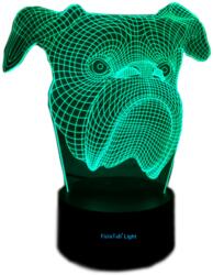 FizioTab Bulldog 3D LED éjszakai lámpa, FizioTab® lámpa, 7 szín, környezeti fény, USB tápellátás (Bulldog144)