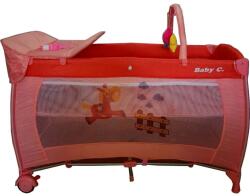 Baby Care Járókává alakítható összecsukható ágy Baby Care NEST, 60X120 cm, 2 szint, Pelenkázóasztal, Körhinta játék extra játékokkal, Oldalsó cipzár, Narancs (BCNESTORNG)