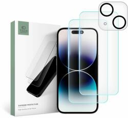 Apple 15 üvegfólia - TECH-PROTECT Supreme - 2 db üvegfólia + 1db kamera üvegfólia - tokgalaxis