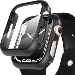 Apple Watch 7-8 (45mm), Műanyag védőkeret, kijelzővédő üveggel, szíj nélkül, TP Defense360, fekete - ionstore