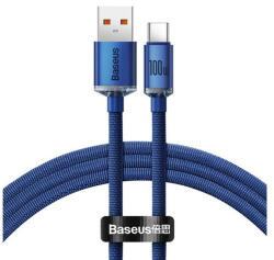 Baseus Crystal Shine USB / USB-C töltő- és adatkábel, 5A, 1, 2m, kék