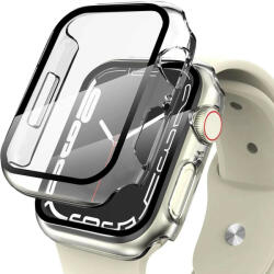 Apple Watch 7-8 (41mm), Műanyag védőkeret, kijelzővédő üveggel, szíj nélkül, TP Defense360, átlátszó - ionstore