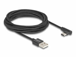 Delock USB 2.0 kábel A-típusú csatlakozódugó - USB Type-C csatlakozódugó, ívelt, 3 m, fekete (80033)