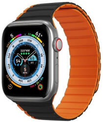 Apple Watch 1-6, SE, SE (2022) (38 / 40 mm) / Watch 7-8 (41 mm), szilikon pótszíj, mágneses zár, kétszínű, 3D minta, Dux Ducis LD, fekete/narancssárga