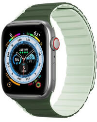 Apple Watch 1-6, SE, SE (2022) (38 / 40 mm) / Watch 7-8 (41 mm), szilikon pótszíj, mágneses zár, kétszínű, 3D minta, Dux Ducis LD, sötétzöld/világoszöld - tok-shop