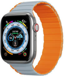Apple Watch 1-6, SE, SE (2022) (38 / 40 mm) / Watch 7-8 (41 mm), szilikon pótszíj, mágneses zár, kétszínű, 3D minta, Dux Ducis LD, szürke/narancssárga - tok-shop