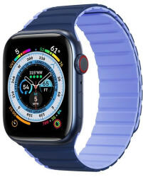 Apple Watch 1-6, SE, SE (2022) (38 / 40 mm) / Watch 7-8 (41 mm), szilikon pótszíj, mágneses zár, kétszínű, 3D minta, Dux Ducis LD, sötétkék/világoskék - tok-shop
