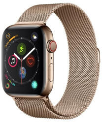 Apple Watch 1-6, SE (38 / 40 mm), fém pótszíj, milánói stílus, mágnes zárral, Devia Elegant, arany - tok-shop