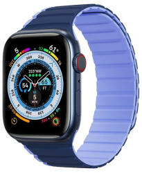 Apple Watch 1-6, SE, SE (2022) (42 / 44 mm) / Watch 7-8 (45 mm) / Watch Ultra (49 mm), szilikon pótszíj, mágneses zár, kétszínű, 3D minta, Dux Ducis LD, sötétkék/világoskék - pixato