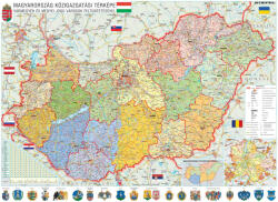 Stiefel Magyarország közigazgatása címerekkel keretezett, tűzhető falitérkép 2023