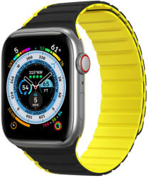 DuxDucis Apple Watch szíj (38/40/41/42mm(Series 10) DuxDucis Magnetic LD szilikon - fekete-sárga (OS-0512)