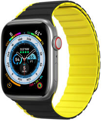 DuxDucis Apple Watch szíj 38/ 40/ 41 mm DuxDucis Magnetic LD szilikon - fekete-sárga (OS-0512)