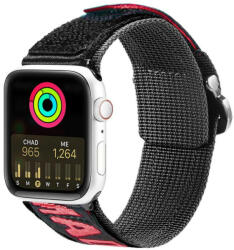 DuxDucis Apple Watch szíj (42/44/45/46/49mm) DuxDucis Strap Outdoor textil - fekete/piros (OS-0502)