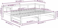 vidaXL tömör fenyőfa kihúzható kanapéágy 2 x (90 x 200) cm (820252)