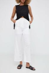 Answear Lab pantaloni din in culoarea alb, drept, high waist BBYX-SPD06W_00X