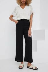 Answear Lab pantaloni din in culoarea negru, drept, high waist BMYX-SPD00L_99X