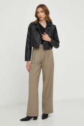 Answear Lab pantaloni femei, culoarea verde, lat, high waist BMYX-SPD015_87X