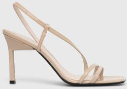 Calvin Klein sandale de piele GEO STILETTO ASY SAN culoarea bej, HW0HW01609 9BYX-OBD01W_01X