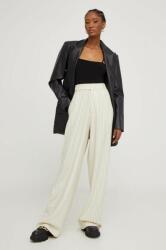 Answear Lab pantaloni femei, culoarea bej, lat, high waist BMYX-SPD00B_80X