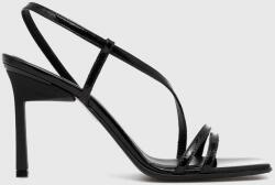 Calvin Klein sandale de piele GEO STILETTO ASY SAN culoarea negru, HW0HW01609 9BYX-OBD01W_99X