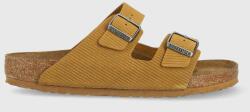Birkenstock papuci din piele Arizona Corduroy bărbați, culoarea maro, 1026093 9BYX-KLM018_88X
