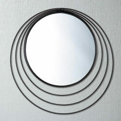  Fekete színű kör alakú modern fém fali tükör 37cm