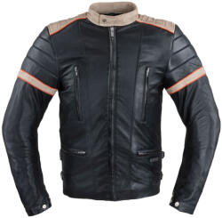 W-Tec Motoros bőrkabát W-TEC Hellsto fekete bézs és narancssárga csíkkal 6XL (22816-6XL)