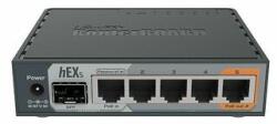 MikroTik 5-port gigabt ethernet router, rb760igs, 5* 10/100/1000ethernetports, cpu nominal frequency: 880 mhz, 2* cpu core count, 4*cpu threadscount, size of ram: 256 mb, max power cons 11w, 1x sfp ports, 1x u