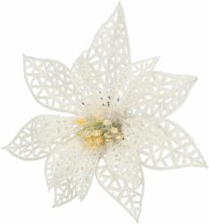 SPRINGOS Karácsonyi dekoráció "virág" - fehér/csillám (CA0723)