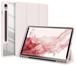 Samsung Tab S9 11.0 SM-X710 / X716B, mappa tok, Trifold, légpárnás sarok, közepesen ütésálló, érintőceruza tartó, átlátszó hátlap, Dux Ducis Toby, rózsaszín