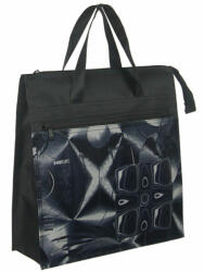 DUNER Elöl 1 zsebes fekete bevásárló táska szürke mintás betéttel (fekete szürke mintás)