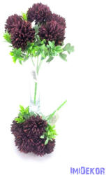  Krizantém 5 fejes selyemvirág csokor 25 cm - Bordó