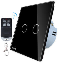 WELAIK Intrerupator dublu cu touch Welaik, Wireless, Telecomanda inclusa, Negru (A1923CBR01) - rovo