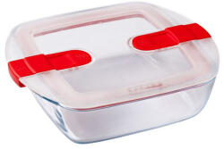 Pyrex Cook & Heat szögletes üveg sütőtál műanyag fedővel 23 x 15 x 7 cm 1, 2 liter (203222)