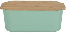 Excellent Houseware Cutie paine Brott, verde, plastic, capac bambus, 33 x 18.5 x 12 cm
