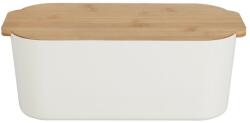Excellent Houseware Cutie paine Brott, alb, plastic, capac bambus, 33 x 18.5 x 12 cm