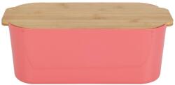 Excellent Houseware Cutie paine Brott, rosu coral, plastic, capac bambus, 33 x 18.5 x 12 cm