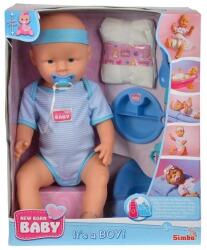 Simba Toys New Born Baby fiú pisilős baba kiegészítőkkel 43 cm