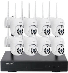 ESCAM WNK718 - 8db fémházas, kültéri WiFi IP dome kamera rendszer: 1080P, színes éjjellátás, mozgásérzékelés, kétirányú hang, IP66