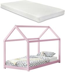 [en. casa] [en. casa]® Gyermekágy kiságy matraccal házikó formájú 90 x 200 cm rózsaszín (64759114)