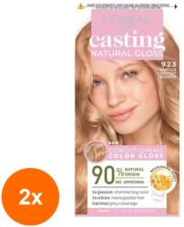 L'Oréal Set 2 x Vopsea de Par Semi-Permanenta L'Oreal Paris Casting Natural Gloss, 923 Light Blonde Sucre, 180 ml