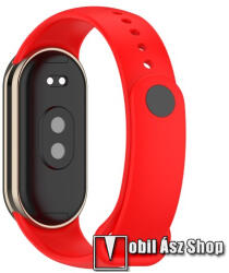  Okosóra szíj - PIROS - szilikon, prémium, fém csatlakozós, 102+119mm hosszú - Xiaomi Smart Band 8, 8 NFC, 9, 9 NFC